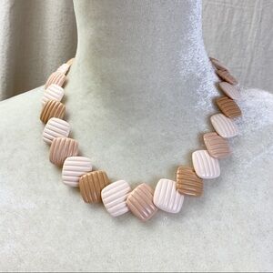 Vintage 1985 Avon Summer Sands tan Acrylic Ribbed Squares Necklace